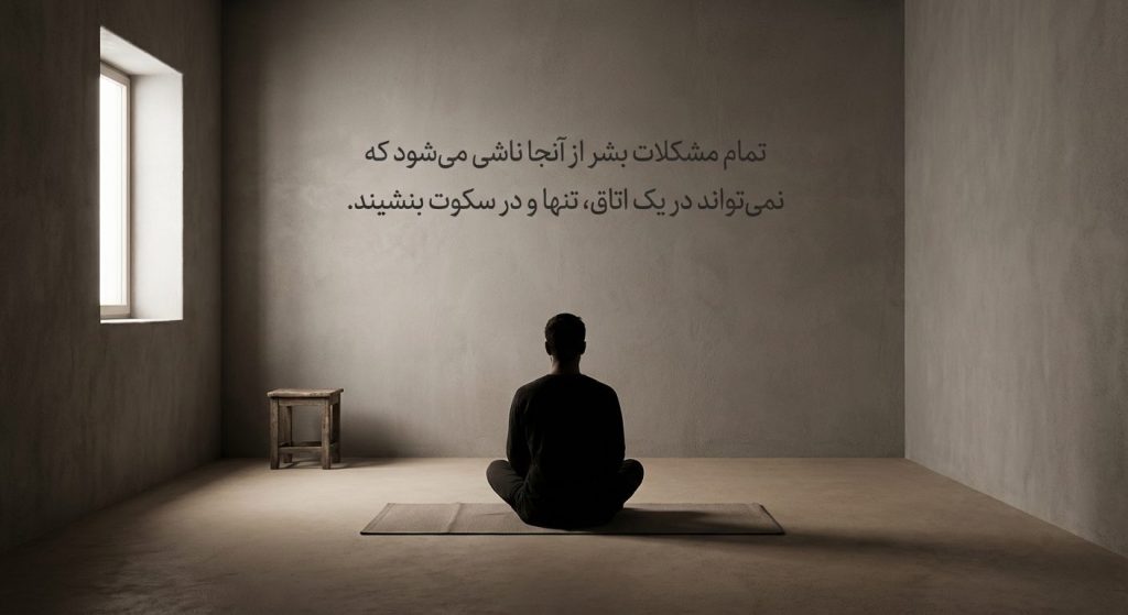 تمام مشکلات بشر از آنجا ناشی می‌شود که نمی‌تواند در یک اتاق، تنها و در سکوت بنشیند.